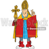Cartoon of a Pope Wearing Sneakers - Royalty Free Vector Clipart © djart #1176090