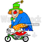 Cartoon of a Circus Clown Riding a Mini Bike - Royalty Free Vector Clipart © djart #1177332