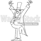 Cartoon of an Outlined Enthusiastic Circus Ringmaster Man Holding His Arms up - Royalty Free Vector Clipart © djart #1177988