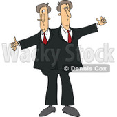 Cartoon of Circus Freak Siamese Twin Men - Royalty Free Vector Clipart © djart #1179793