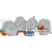 Cartoon of Four Circus Elephants with Balls and Stands - Royalty Free Vector Clipart © djart #1181992