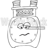Cartoon of an Outlined Sad Gas Meter Mascot - Royalty Free Vector Clipart © djart #1184726