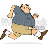 Cartoon of a Chubby Man Sprinting Away from Something - Royalty Free Vector Clipart © djart #1186283