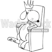 Cartoon of an Outlined Dog King Sitting in His Throne - Royalty Free Vector Clipart © djart #1190346