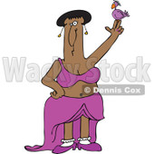 Cartoon Of A Chubby Black Goddess With A Bird On Her Finger - Royalty Free Vector Clipart © djart #1192282