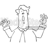 Cartoon of an Outlined Businessman Holding His Arms up - Royalty Free Vector Clipart © djart #1193119