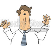 Cartoon of a Caucasian Businessman Holding His Arms up - Royalty Free Vector Clipart © djart #1193120