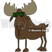 Cartoon of a Cool Moose Wearing Sunglasses - Royalty Free Vector Clipart © djart #1195063