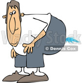 Cartoon of a Farting Man Bending over with a Flame - Royalty Free Vector Clipart © djart #1197918