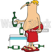 Cartoon of a Man in Red Swim Trunks, Holding a Beer over a Cooler - Royalty Free Vector Clipart © djart #1197920