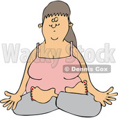Cartoon of a Relaxed Woman Doing Yoga with Folded Legs - Royalty Free Vector Clipart © djart #1199635