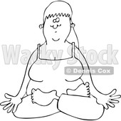 Cartoon of an Outlined Relaxed Woman Doing Yoga with Folded Legs - Royalty Free Vector Clipart © djart #1199636