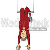 Cartoon of a Circus Man Hanging Upside down on a Trapeze - Royalty Free Vector Clipart © djart #1199641