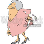 Cartoon of an Uncomfortable Old Lady Passing Gas - Royalty Free Vector Clipart © djart #1199897