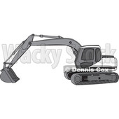 Cartoon of a Gray Trackhoe Excavator - Royalty Free Vector Clipart © djart #1199898