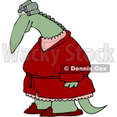 Clipart of a Female Dinosaur in Curlers and a Robe - Royalty Free Vector Illustration © djart #1200768