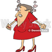 Cartoon of an Angry Woman Steaming Mad and Clenching Her Fists - Royalty Free Vector Clipart © djart #1200776