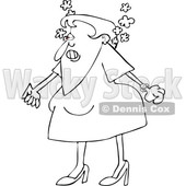 Cartoon of an Outlined Angry Woman Steaming Mad and Clenching Her Fists - Royalty Free Vector Clipart © djart #1200777