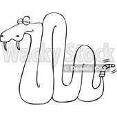 Cartoon of an Outlined Sleeping Rattlesnake - Royalty Free Vector Clipart © djart #1201294