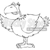 Cartoon of an Outlined Bird Pointing with a Wing - Royalty Free Vector Clipart © djart #1201668