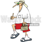 Cartoon of a Caucasian Man Carrying Beer and Holding a Thumb up - Royalty Free Vector Clipart © djart #1201669
