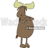 Cartoon of a Defiant Moose Standing Upright with Folded Arms - Royalty Free Vector Clipart © djart #1201672