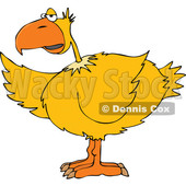 Cartoon of a Yellow Bird Pointing with a Wing - Royalty Free Vector Clipart © djart #1201676