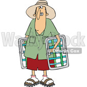 Cartoon of a White Man Carrying Lawn Chairs - Royalty Free Vector Clipart © djart #1203371