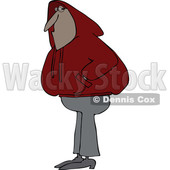 Cartoon of a Black Man Wearing a Red Hoodie Sweater - Royalty Free Vector Clipart © djart #1203375