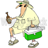 Cartoon of a Panama Joe Man Carrying a Cooler and Beer - Royalty Free Vector Clipart © djart #1204229