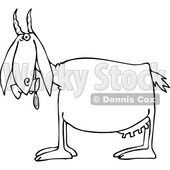 Cartoon of an Outlined Goat Eating and Pooping Cans - Royalty Free Vector Clipart © djart #1210624
