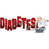 Cartoon of a Man Giving Himself an Insulin Shot by the Word DIABETES - Royalty Free Clipart © djart #1213656