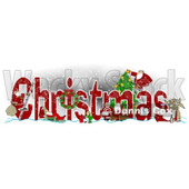 Clipart of the Word CHRISTMAS with Santa Mrs Claus Elves and Reindeer - Royalty Free Illustration © djart #1214224