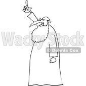 Clipart of an Outlined Muslim Cleric Man Pointing Upwards - Royalty Free Vector Illustration © djart #1214844
