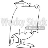 Clipart of an Outlined Halloween Dog Hiding Behind a Cape in a Vampire Dracula Costume - Royalty Free Vector Illustration © djart #1215706