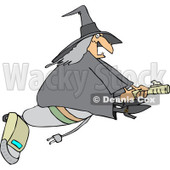 Clipart of a Chubby Halloween Witch Flying on a Vacuum - Royalty Free Vector Illustration © djart #1215710