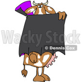 Clipart of a Halloween Vampire Cow Peering over a Cape - Royalty Free Vector Illustration © djart #1216243