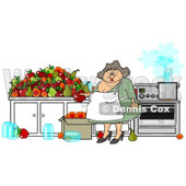 Clipart of a Happy Chubby Woman Canning Fruit - Royalty Free Illustration © djart #1216927