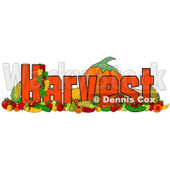 Clipart of Produce and the Word Harvest - Royalty Free Illustration © djart #1217104