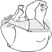Clipart of an Outlined Flexible Woman in a Rock Belly Stretch Pose - Royalty Free Vector Illustration © djart #1219035