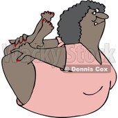 Clipart of a Flexible Black Woman in a Rock Belly Stretch Pose - Royalty Free Vector Illustration © djart #1219040
