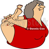 Clipart of a Flexible White Woman in a Rock Belly Stretch Pose - Royalty Free Vector Illustration © djart #1219041