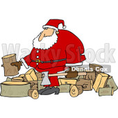 Clipart of Santa Splitting Wood - Royalty Free Vector Illustration © djart #1219044