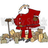 Clipart of Santa Chopping Wood - Royalty Free Vector Illustration © djart #1219045