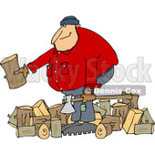 Clipart of a Logger Lumberjack Man with Logs - Royalty Free Vector Illustration © djart #1219052