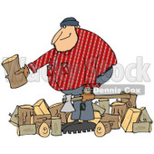 Clipart of a Logger Lumberjack Man with Logs and an Axe - Royalty Free Illustration © djart #1219053