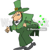 Clipart of a St Patricks Day Leprechaun Farting Shamrocks - Royalty Free Vector Illustration © djart #1219752