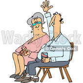 Clipart of a Man with a Question Sitting by a Lady and Raising His Hand - Royalty Free Vector Illustration © djart #1220847