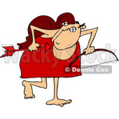 Clipart of a Sneaky Cupid Looking Back over His Shoulder - Royalty Free Vector Illustration © djart #1220852