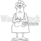 Clipart of an Outlined Senior Woman with Her Breasts Hanging Low - Royalty Free Vector Illustration © djart #1221468